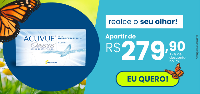 Realce seu olhar com ACUVUE OASYS a partir de R$279,00 + 07 OFF no Pix.